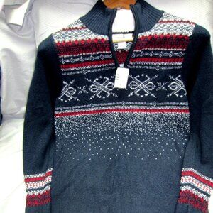Christopher & Banks Womens sweater MEDIUM Fair Isle/Nordic 1/4 Zip - NWT